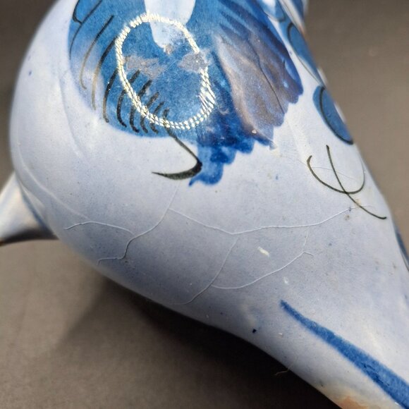 Ken Edwards Hand-Painted Mexican Ceramic Toucan Bird Figurine Floral Blue Brown - Picture 8 of 8